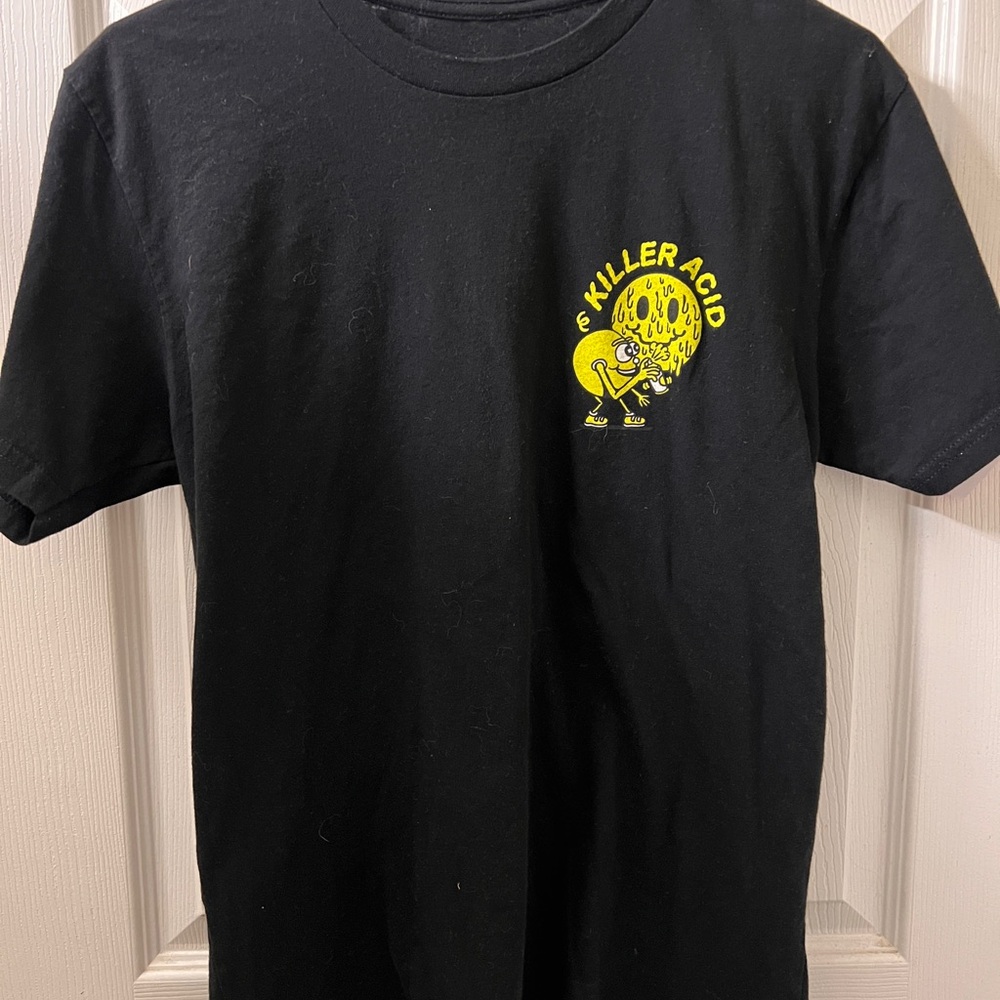 Killer Acid Black Graphic Tee Smiley Face Back Print Size M